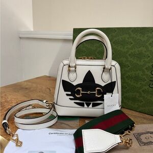 Gucci Cream and Black Mini Bag with Gold Details